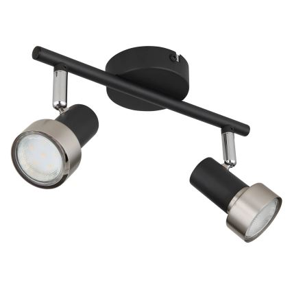 Globo - Foco  2xGU10/25W/230V preto/prateado