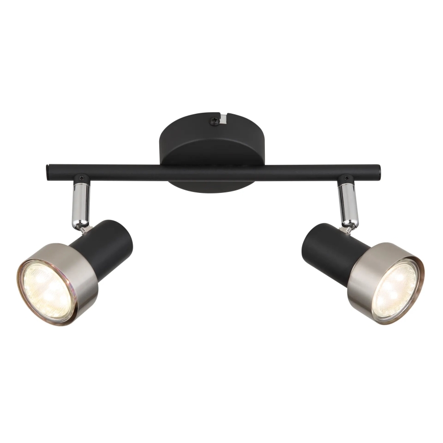 Globo - Foco  2xGU10/25W/230V preto/prateado