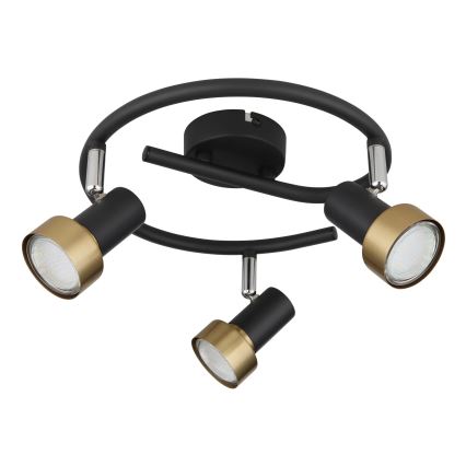 Globo - Foco  3xGU10/25W/230V preto/dourado