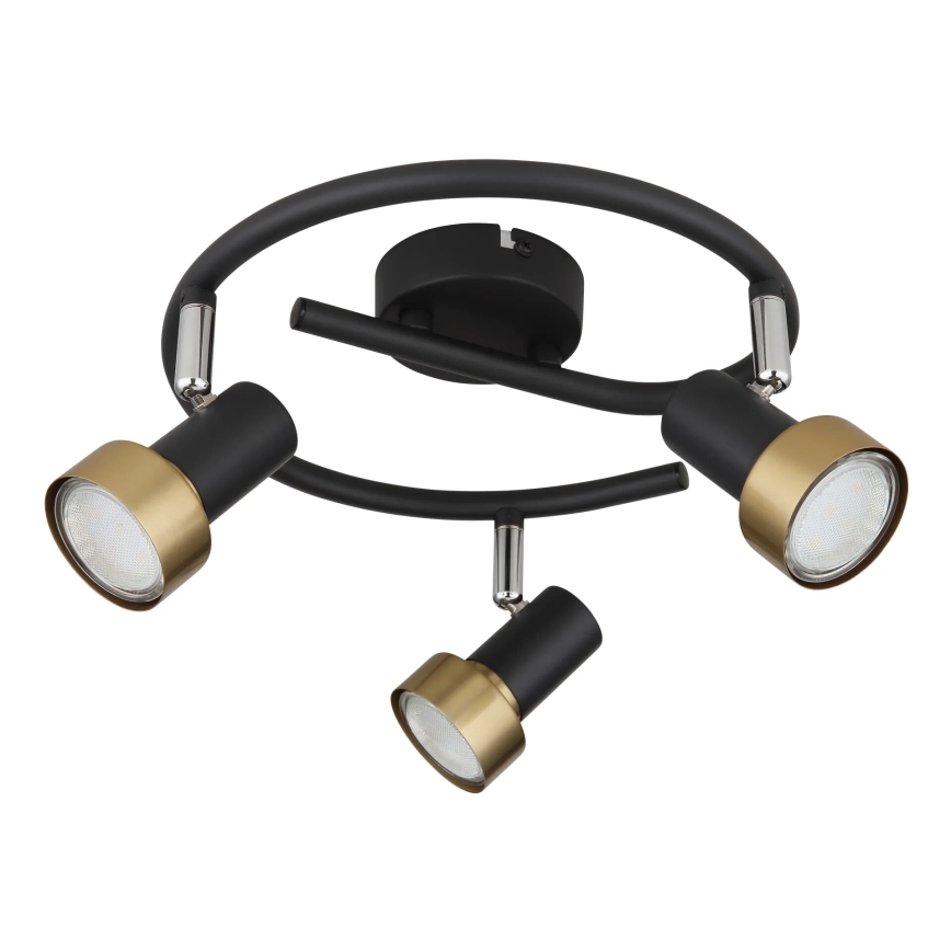 Globo - Foco  3xGU10/25W/230V preto/dourado