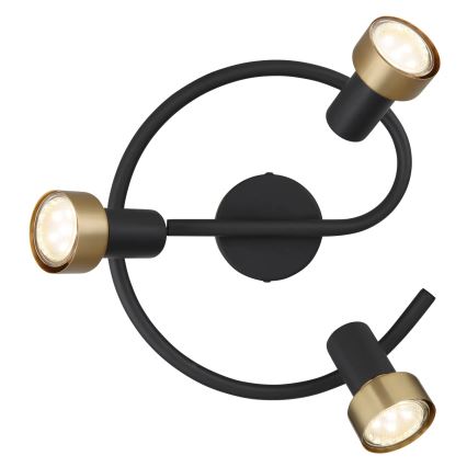Globo - Foco  3xGU10/25W/230V preto/dourado