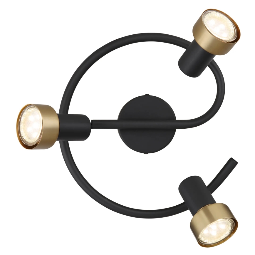 Globo - Foco  3xGU10/25W/230V preto/dourado