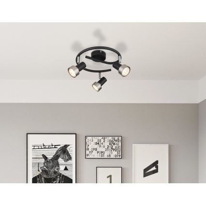 Globo - Foco  3xGU10/25W/230V preto/prateado
