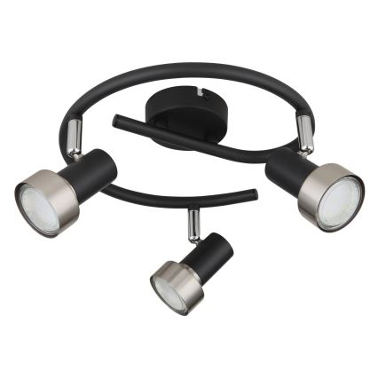 Globo - Foco  3xGU10/25W/230V preto/prateado