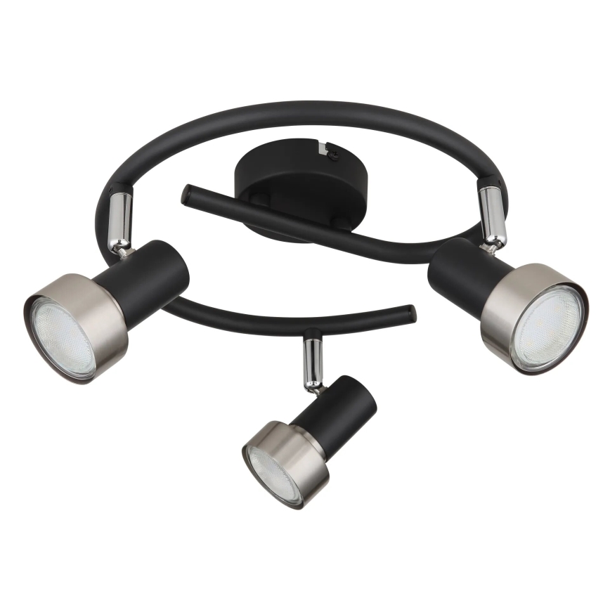 Globo - Foco  3xGU10/25W/230V preto/prateado