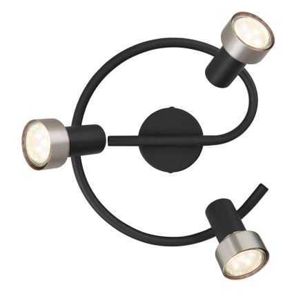 Globo - Foco  3xGU10/25W/230V preto/prateado