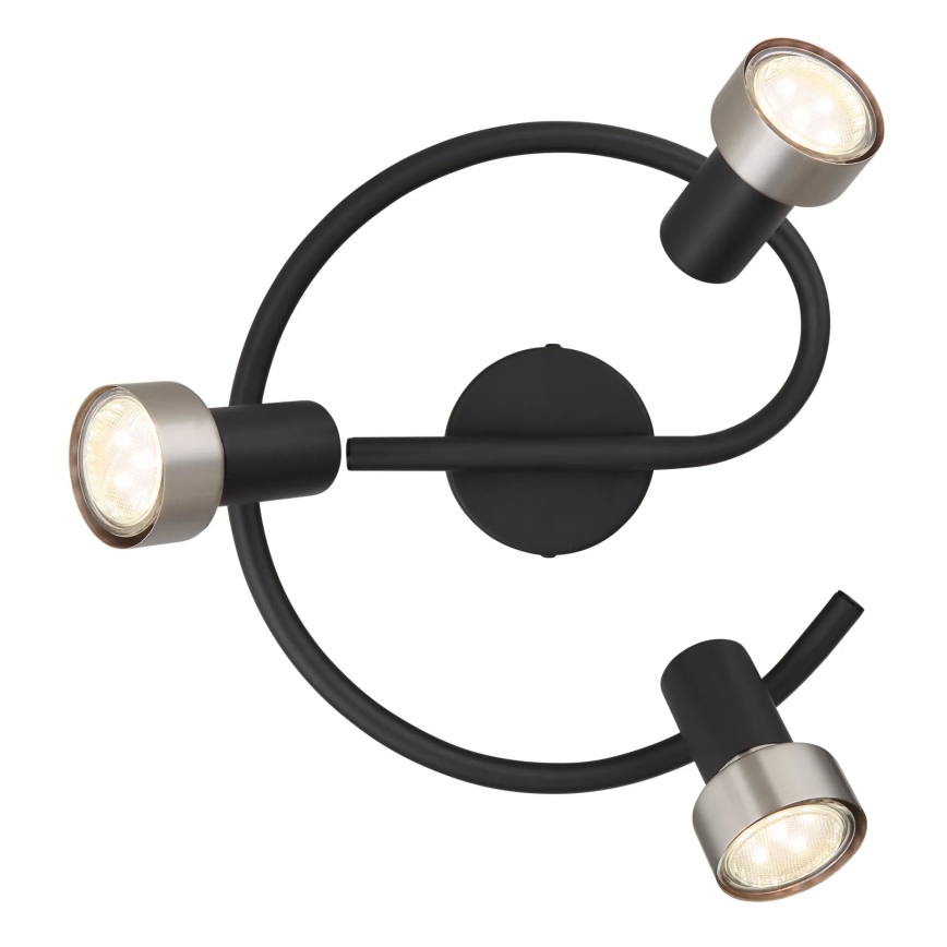 Globo - Foco  3xGU10/25W/230V preto/prateado