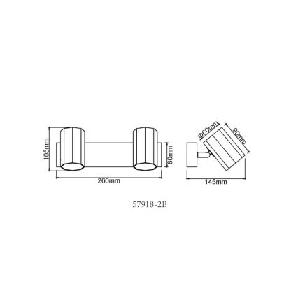 Globo - Foco 2xGU10/25W/230V preto
