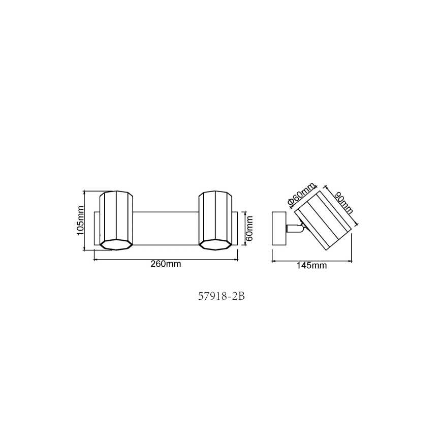 Globo - Foco 2xGU10/25W/230V preto