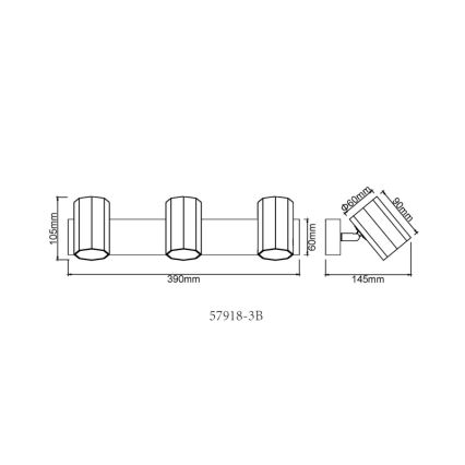 Globo - Foco 3xGU10/25W/230V preto