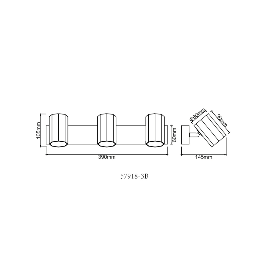 Globo - Foco 3xGU10/25W/230V preto