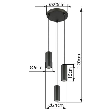 Globo - Candeeiro suspenso 3xGU10/25W/230V preto