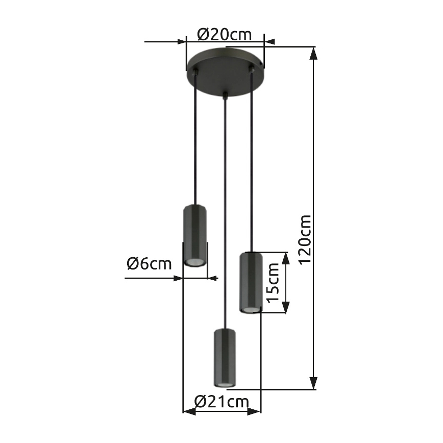 Globo - Candeeiro suspenso 3xGU10/25W/230V preto