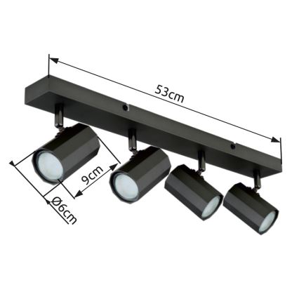 Globo - Foco 4xGU10/25W/230V preto
