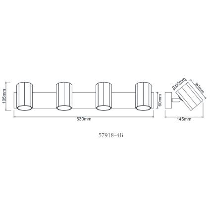 Globo - Foco 4xGU10/25W/230V preto