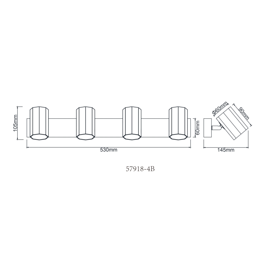 Globo - Foco 4xGU10/25W/230V preto
