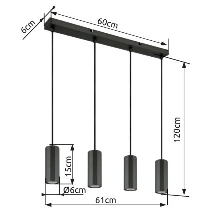 Globo - Candeeiro suspenso 4xGU10/25W/230V preto