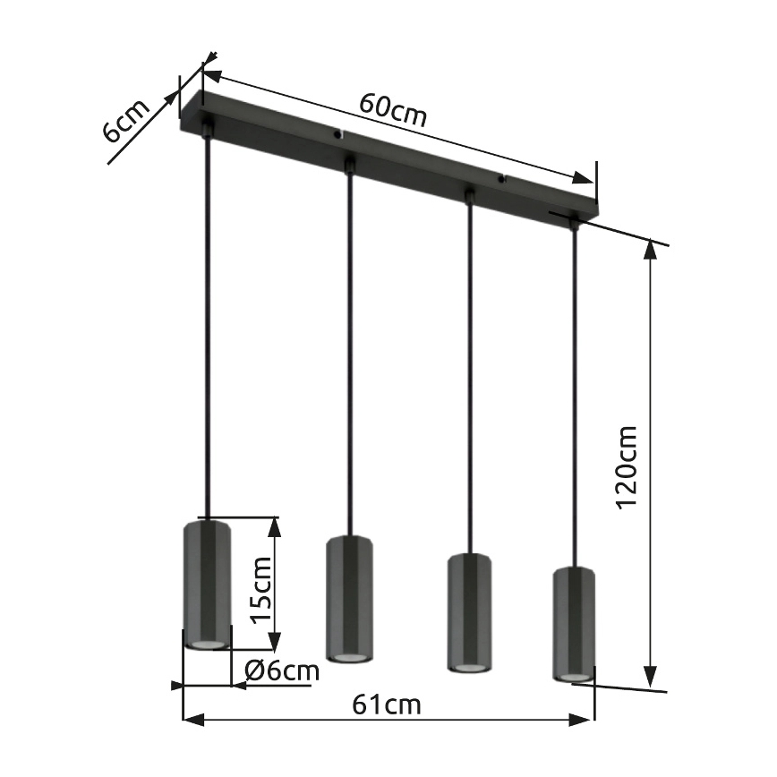 Globo - Candeeiro suspenso 4xGU10/25W/230V preto
