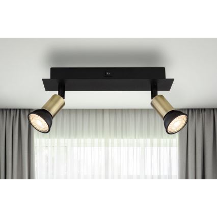 Globo - Foco 2xGU10/35W/230V preto/latão