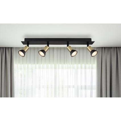 Globo - Foco 4xGU10/35W/230V preto/latão