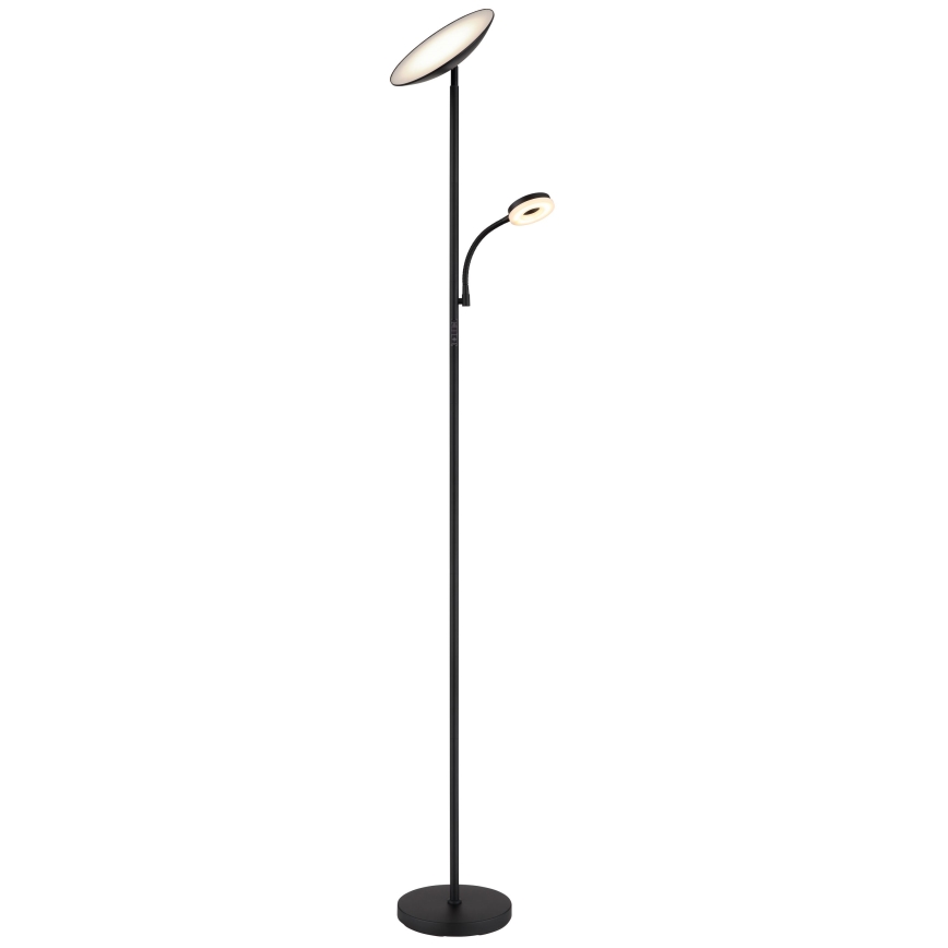 Globo - Candeeiro de chão LED com regulação LED/20W/230V+ LED/5W 3000/4000/6500K preto