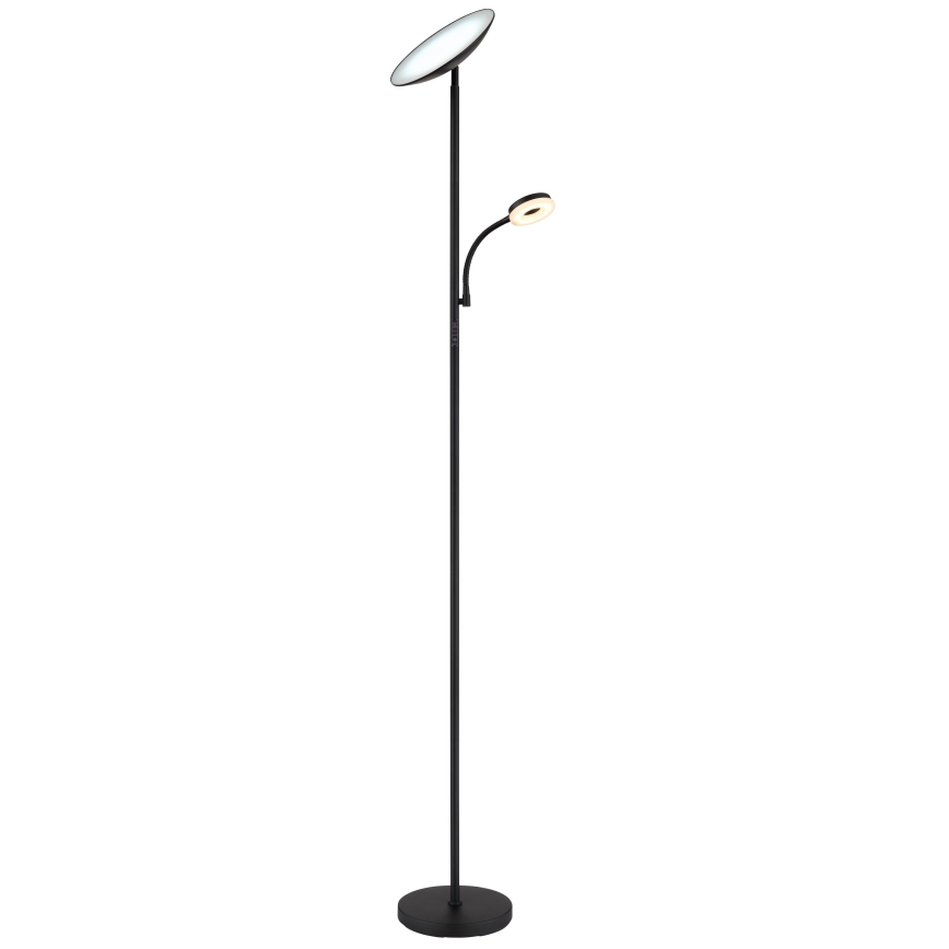 Globo - Candeeiro de chão LED com regulação LED/20W/230V+ LED/5W 3000/4000/6500K preto