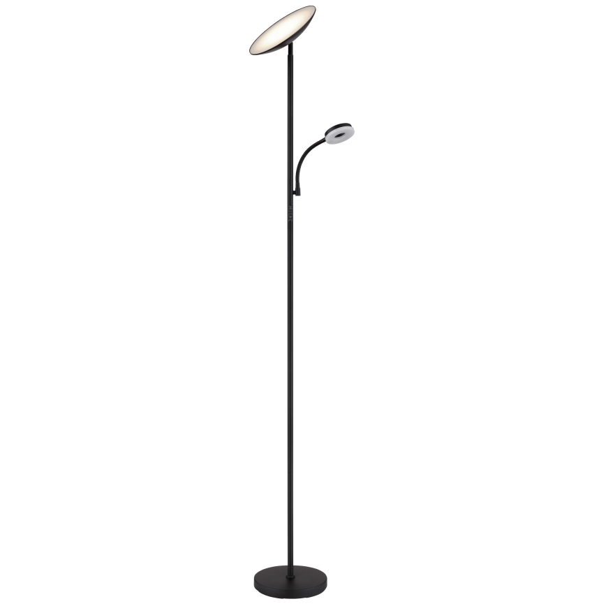 Globo - Candeeiro de chão LED com regulação LED/20W/230V+ LED/5W 3000/4000/6500K preto