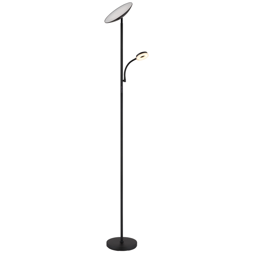 Globo - Candeeiro de chão LED com regulação LED/20W/230V+ LED/5W 3000/4000/6500K preto