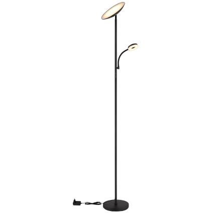 Globo - Candeeiro de chão LED com regulação LED/20W/230V+ LED/5W 3000/4000/6500K preto