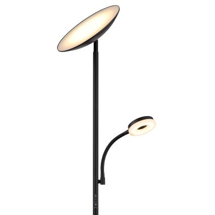 Globo - Candeeiro de chão LED com regulação LED/20W/230V+ LED/5W 3000/4000/6500K preto