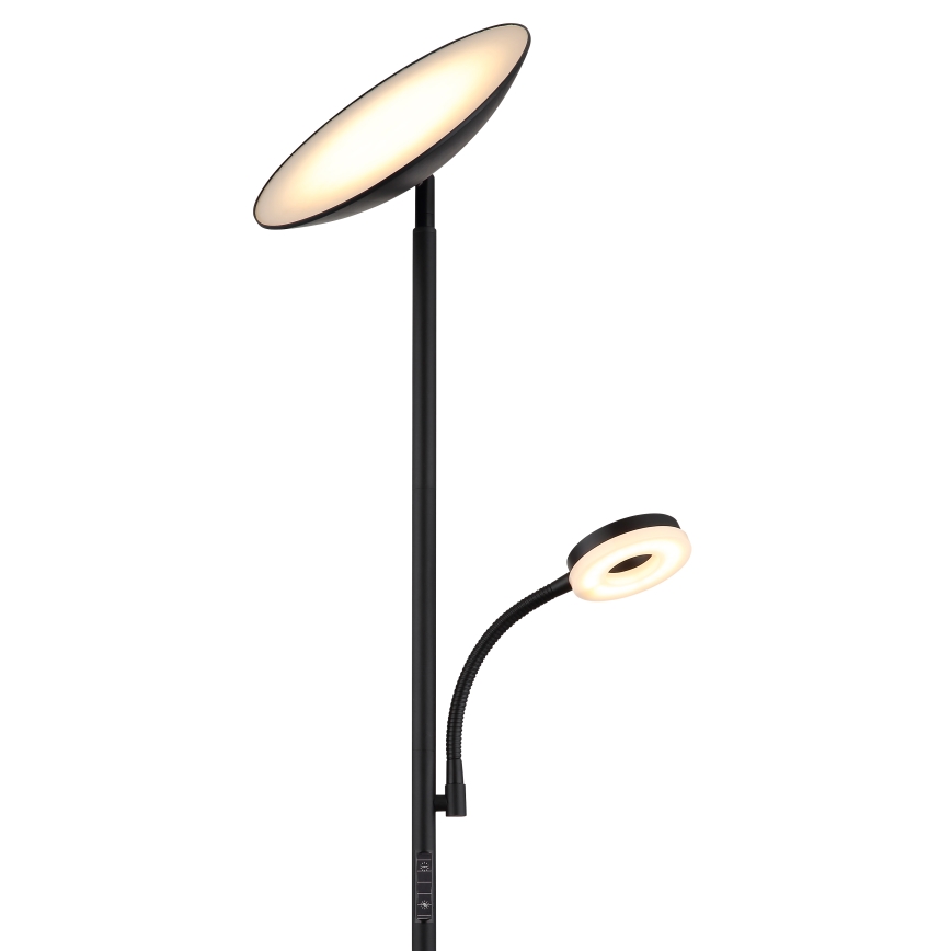 Globo - Candeeiro de chão LED com regulação LED/20W/230V+ LED/5W 3000/4000/6500K preto