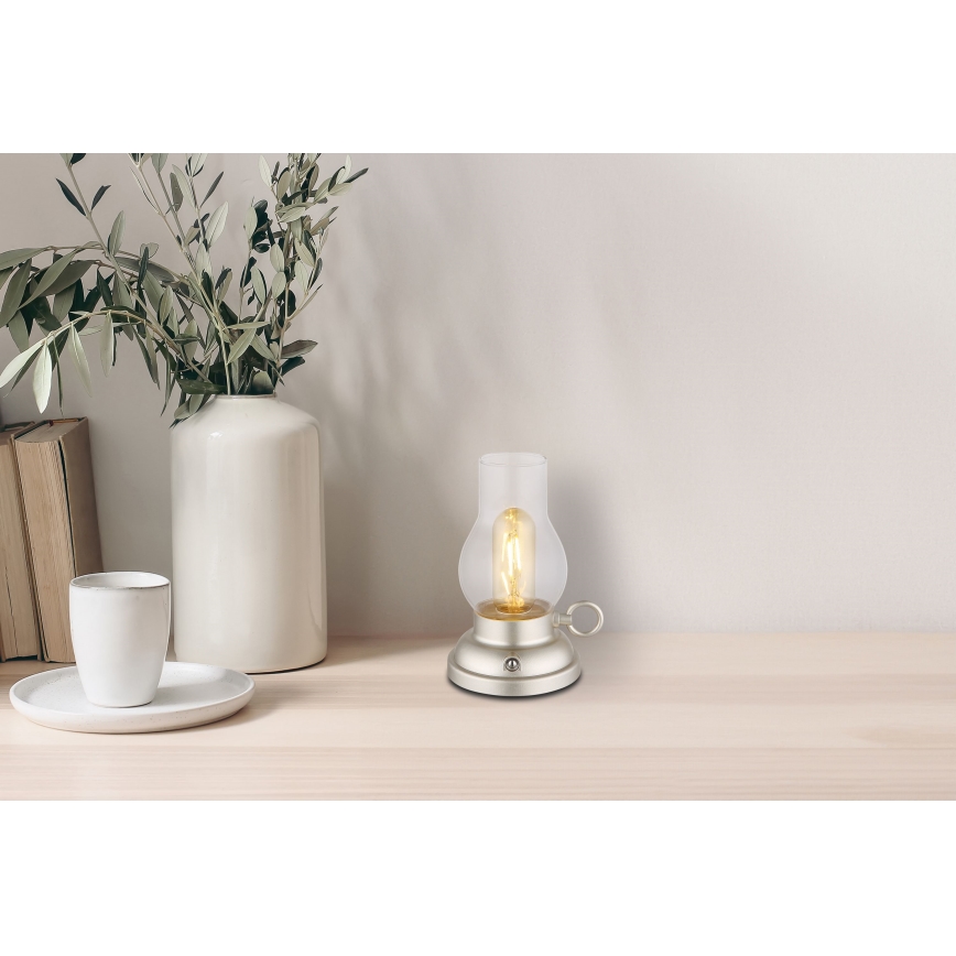 Globo - Candeeiro de mesa tátil LED flexível com regulação LED/1W/3,7V 1200 mAh cromado mate