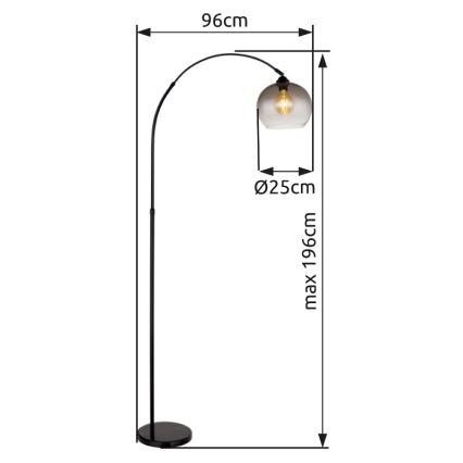 Globo - Candeeiro de chão 1xE27/60W/230V preto