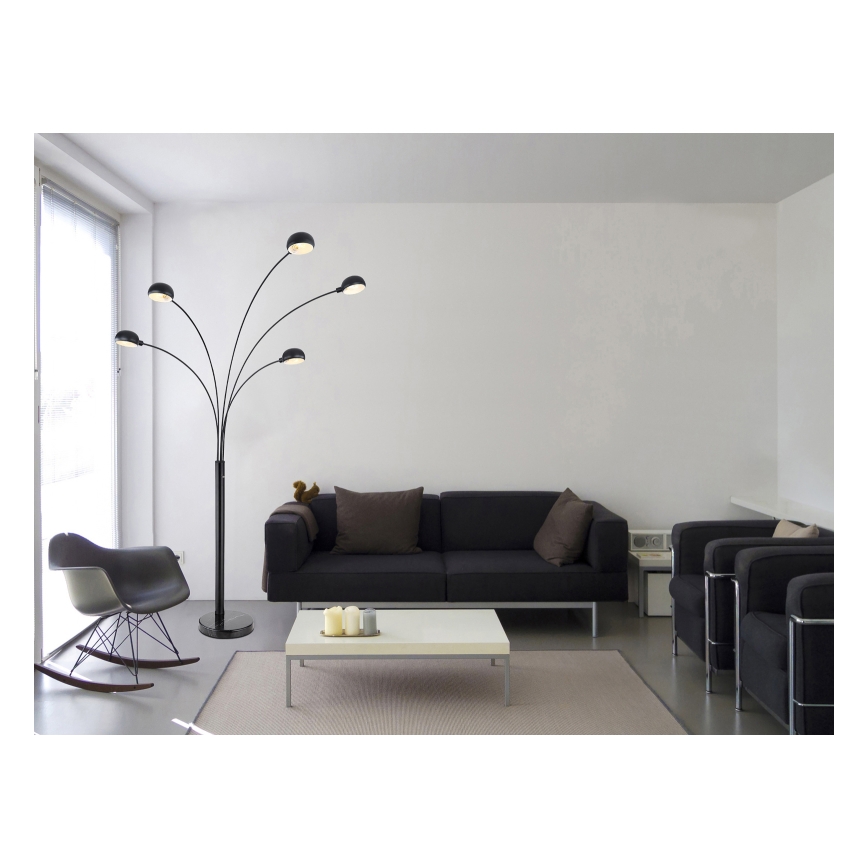 Globo - Candeeiro de chão 5xE14/40W/230V preto