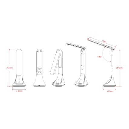 Globo - Candeeiro de mesa LED com regulação e ecrã LED/4W/230V 2200 mAh preto