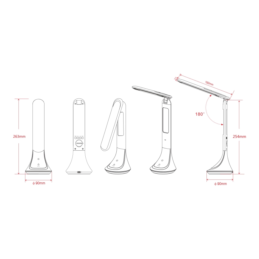 Globo - Candeeiro de mesa LED com regulação e ecrã LED/4W/230V 2200 mAh branco
