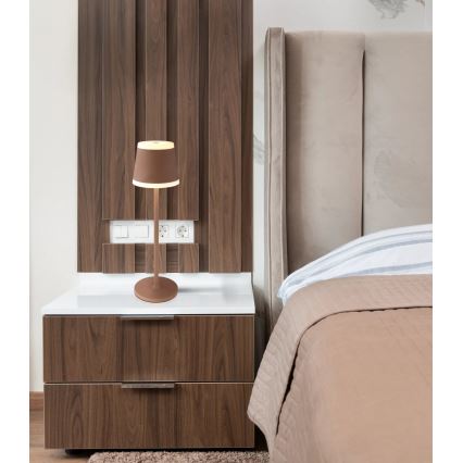 Globo - Candeeiro de mesa tátil LED com regulação LED/4,6W/3,7V 3000K 1800mAh castanho IP54