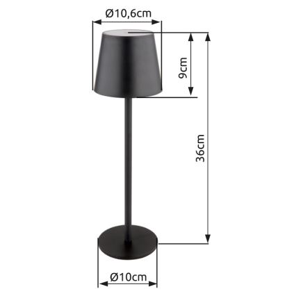 Globo - Candeeiro de exterior LED tátil regulável LED/3W/3,7V IP44 1800mAh + USB preto