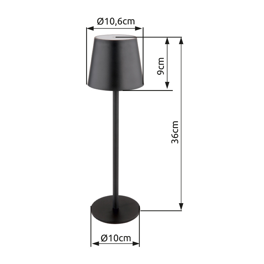 Globo - Candeeiro de exterior LED tátil regulável LED/3W/3,7V IP44 1800mAh + USB preto