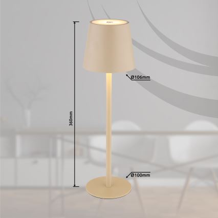 Globo - Candeeiro de exterior LED tátil regulável LED/3W/3,7V IP44 1800 mAh USB bege