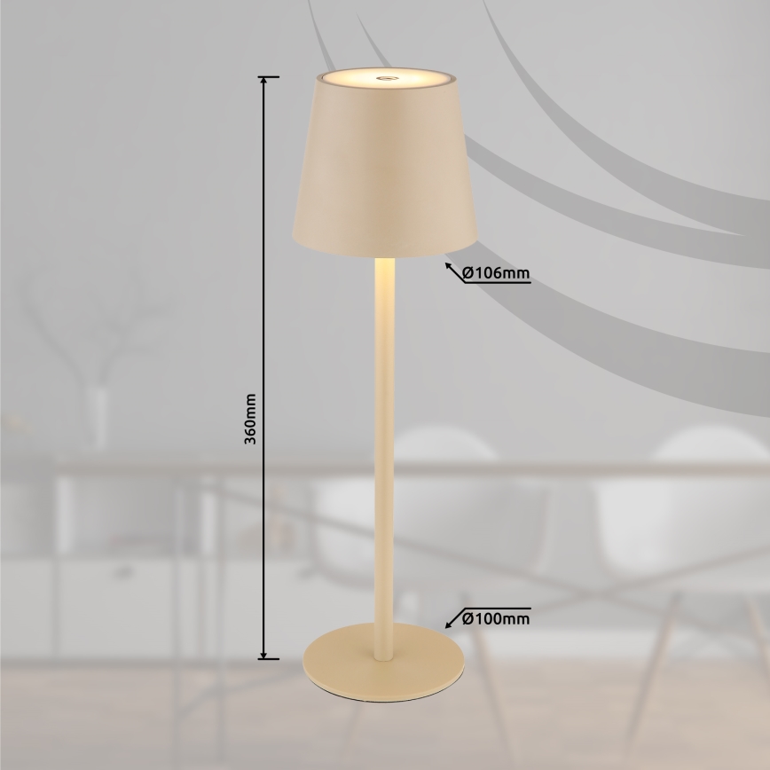 Globo - Candeeiro de exterior LED tátil regulável LED/3W/3,7V IP44 1800 mAh USB bege
