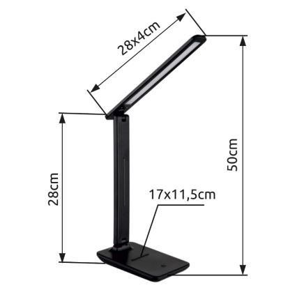 Globo - Candeeiro de mesa LED tátil com regulação LED/5W/230V 2700/4000/6500K preto