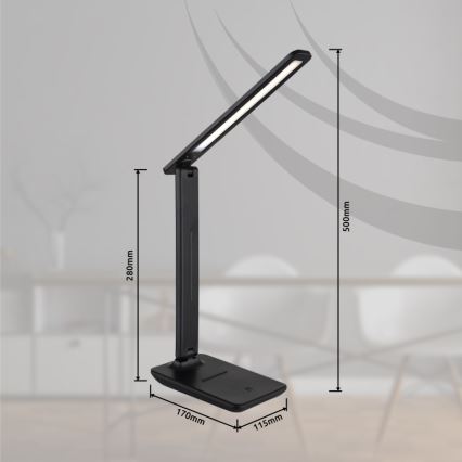 Globo -  Candeeiro de mesa LED tátil com regulação LED/5W/5V 2700/4000/6500K 1800 mAh preto