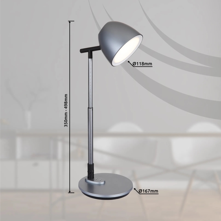 Globo - Candeeiro de mesa táctil LED com regulação LED/7,5W/230V 3000K/4000K/6500K cinzento