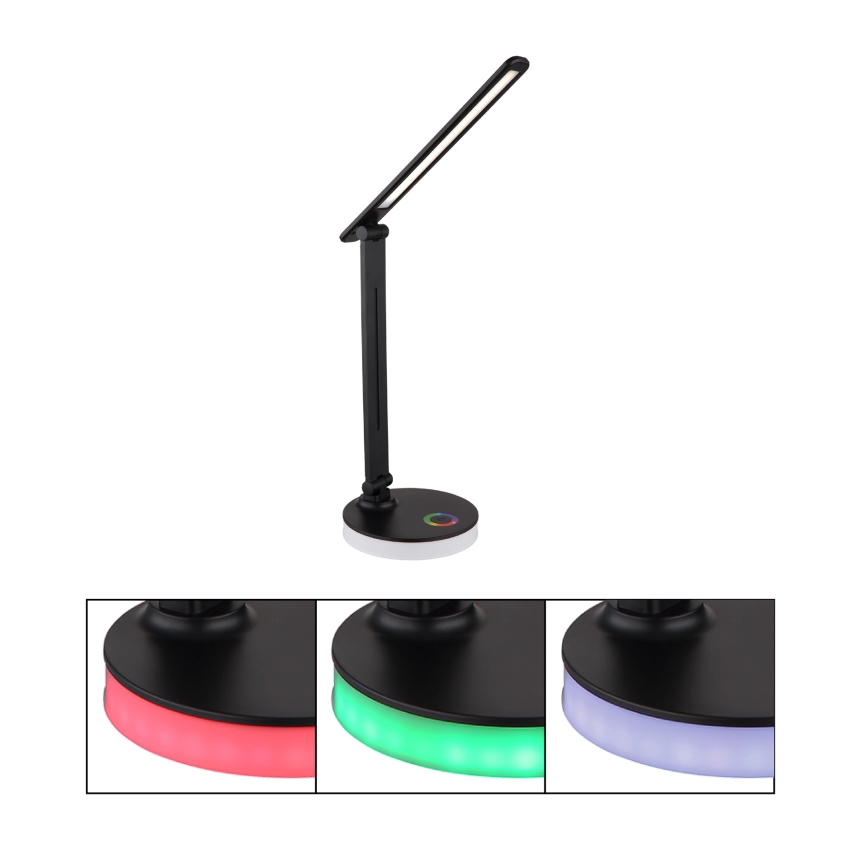 Globo - Candeeiro de mesa LED RGBW táctil com regulação LED/5W/230V + LED/2W 2700K/4000K/6500K preto