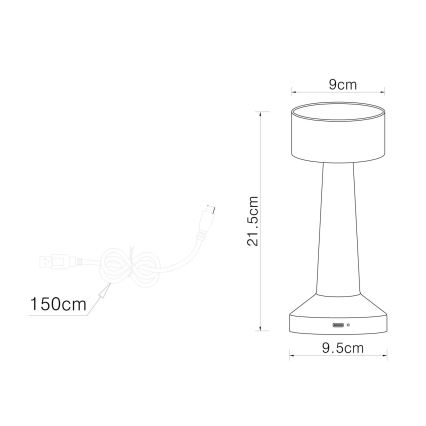 Globo - Candeeiro de mesa táctil LED com regulação LED/1W/3,7V 2700K/4000K/6500K 800 mAh USB dourado