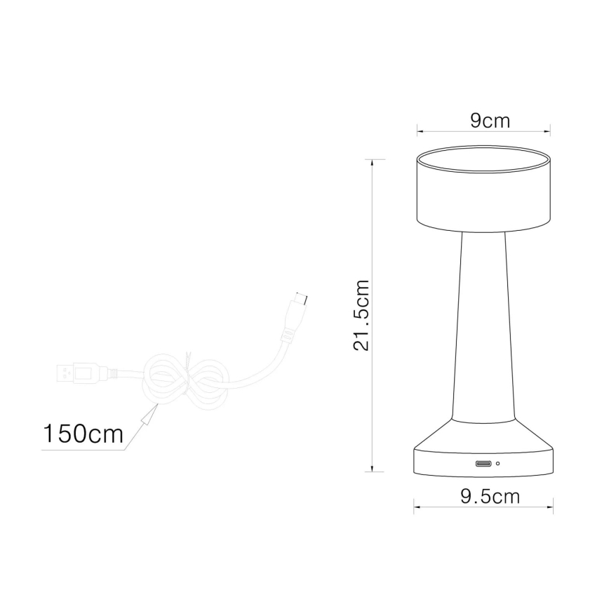 Globo - Candeeiro de mesa táctil LED com regulação LED/1W/3,7V 2700K/4000K/6500K 800 mAh USB dourado