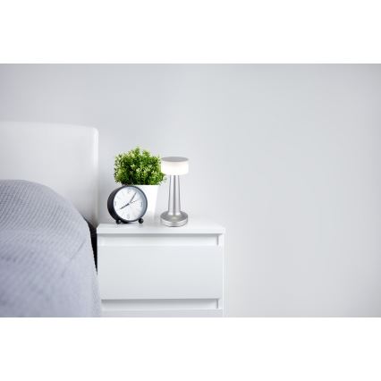 Globo - Candeeiro de mesa tátil LED com regulação LED/1W/3,7V 2700K/4000K/6500K 800 mAh USB cromado mate