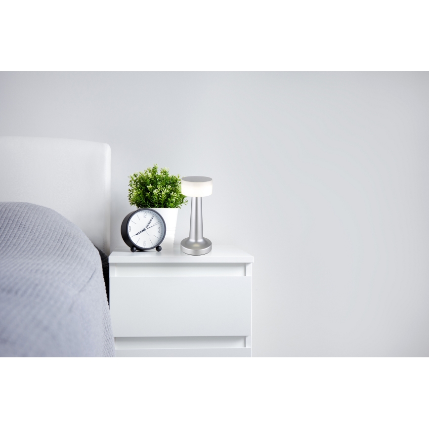 Globo - Candeeiro de mesa tátil LED com regulação LED/1W/3,7V 2700K/4000K/6500K 800 mAh USB cromado mate