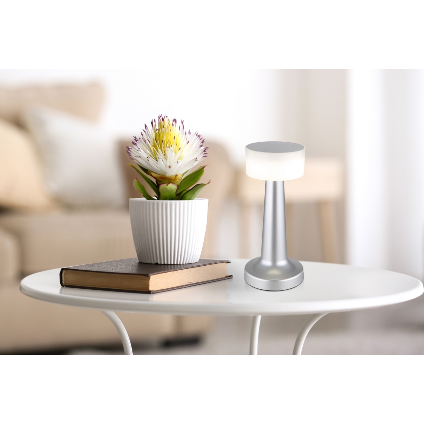 Globo - Candeeiro de mesa tátil LED com regulação LED/1W/3,7V 2700K/4000K/6500K 800 mAh USB cromado mate